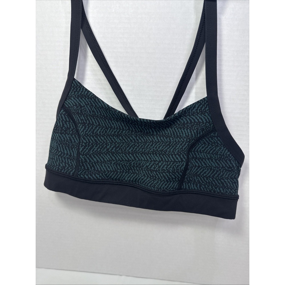 Lululemon Strappy Back Sports Bra Teal Green Athletic Workout Top Size 4